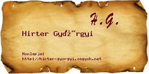 Hirter Györgyi névjegykártya